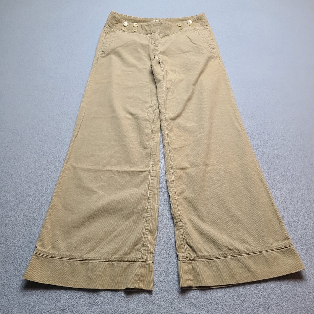 Ann Taylor Loft Corduroy Pants Womens 0P Tan Excellent Wide Leg Marisa - Picture 2 of 8